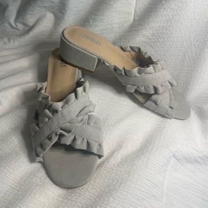 Blue/Gray Suede Sandals